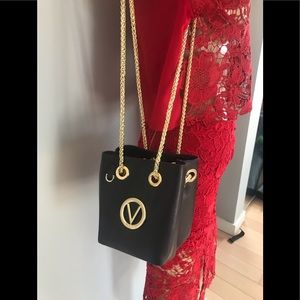 Authentic Valentino small brown gold new leather